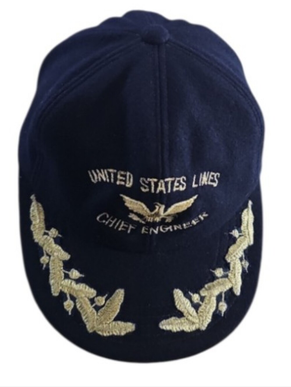 Vintage United States Lines Chief Engineer Hat Navy Gold Maritime Officer Sz 7¼